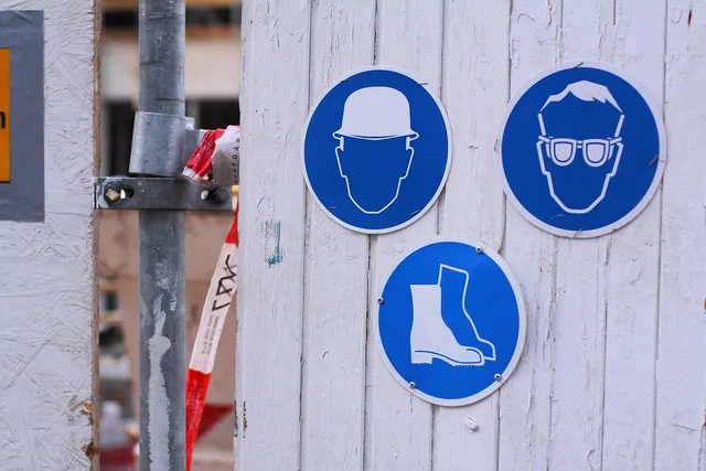 osh, sign, blue, head protection, helmet, eye protection, glasses, shoes, foot protection, professional association, warning, a notice, construction site, construction work, fence, work, workplace, prevention, round, fenced in, information signs, protection, protected, construction worker, to build, osh, construction site, prevention, prevention, prevention, prevention, prevention, construction worker. What do CCQ labour rules mean for fence quotes in Quebec?