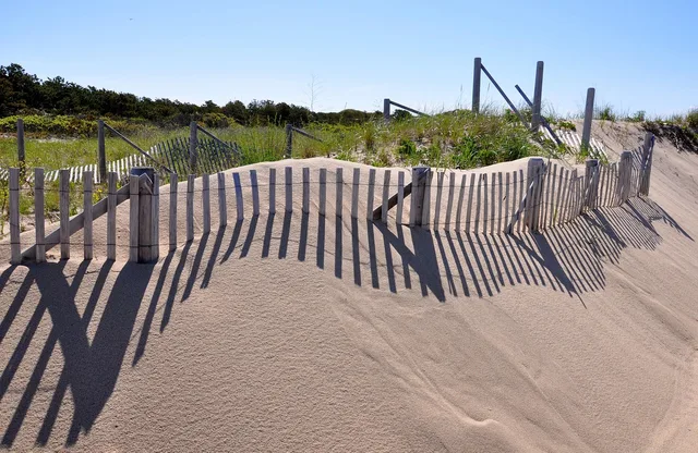 cape cod, provincetown, dune grass, shadows, fence patterns, sand, fence, beach, dune, vacation, sea, ocean, coast, nature, shore, summer, seashore, tourism, travel, blue sky, water, sunny, blue, holiday, sky, picket, clouds, landscape, peaceful, white, dunes, outdoor, coastal, nautical, grass, recreation, natural, wood, park, resort, calm, idyllic, environment, serene, beautiful, pretty, sand dune, vegetation. Coastal fence materials in Halifax and St. John's, salt, wind and rock