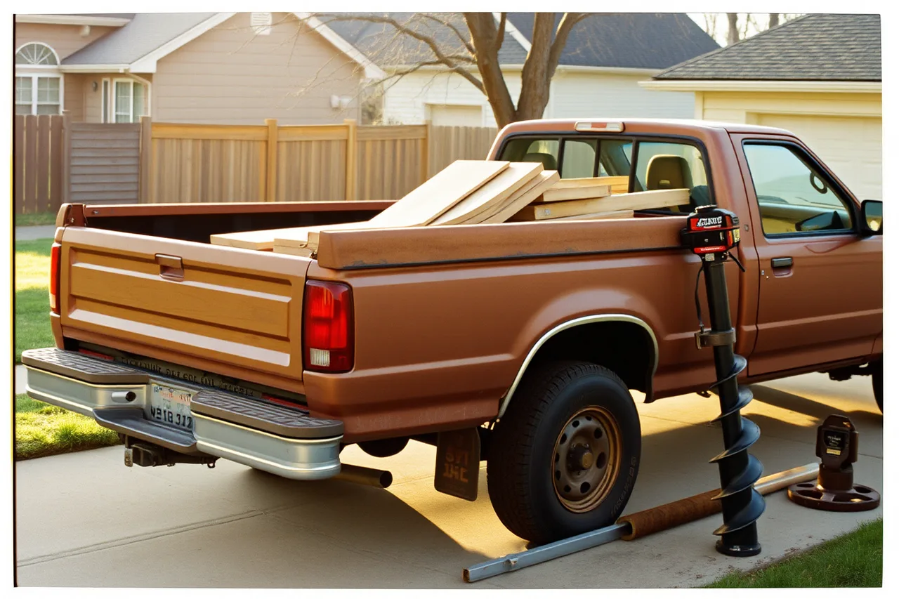 Used one-ton dump-bed pickup loaded with cedar fence posts and panels (How much a fence contractor business costs to open, and who lends for it)