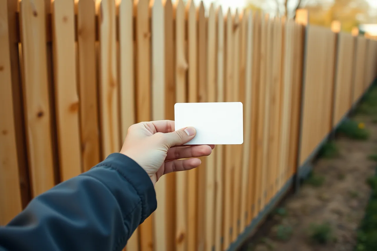 Contractor handing a small referral card to a customer (More referrals for a fence contractor business: what actually works)